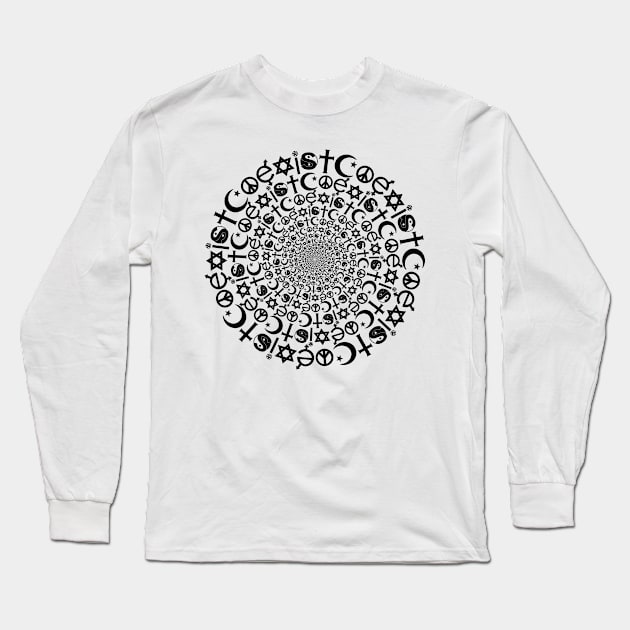 Religious Symbols Coexist Vortex Long Sleeve T-Shirt by Sanu Designs